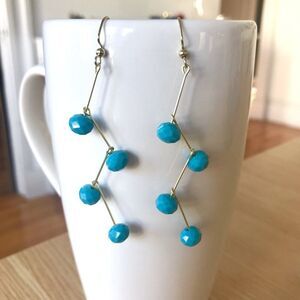 Turquoise Sky Blue Branching Gravity Earrings